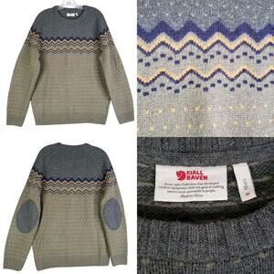 Fjallraven Ovik Knit Sweater Men's Size Medium M Dark Gray Green Long Sleeve